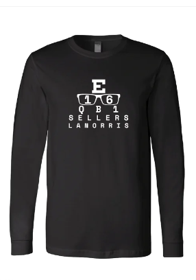 LaNorris Sellers Eye Chart Shirt-Black Long Sleeve
